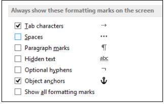 formatting marks 2
