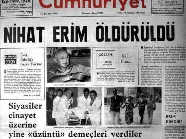 Başbakan Nihat Erim’in Kartal’da suikasta görsel.