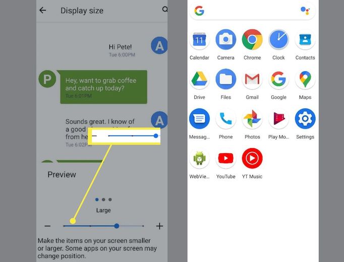 android display size