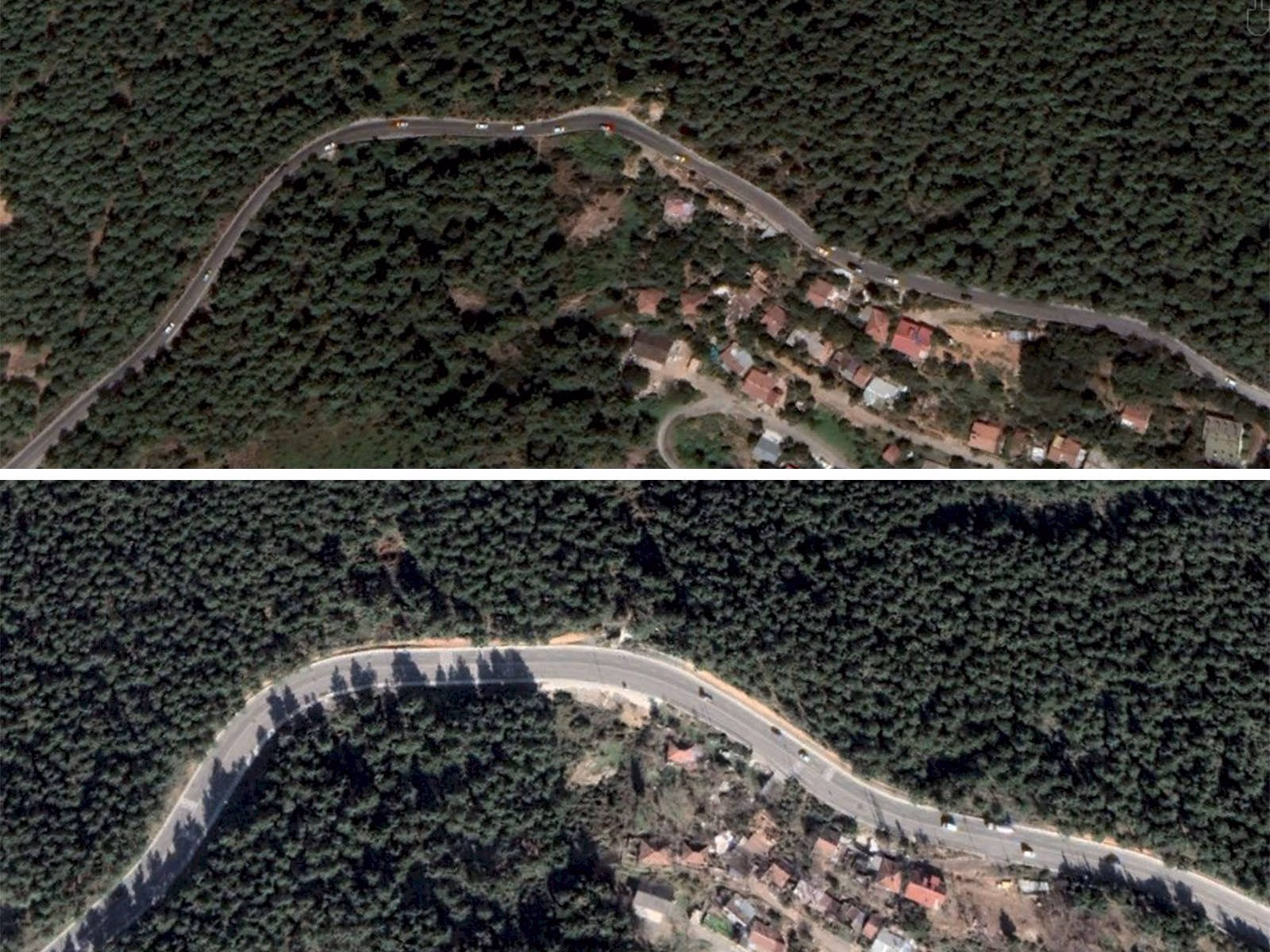 Aydos yol çalışması öncesi ve görsel.